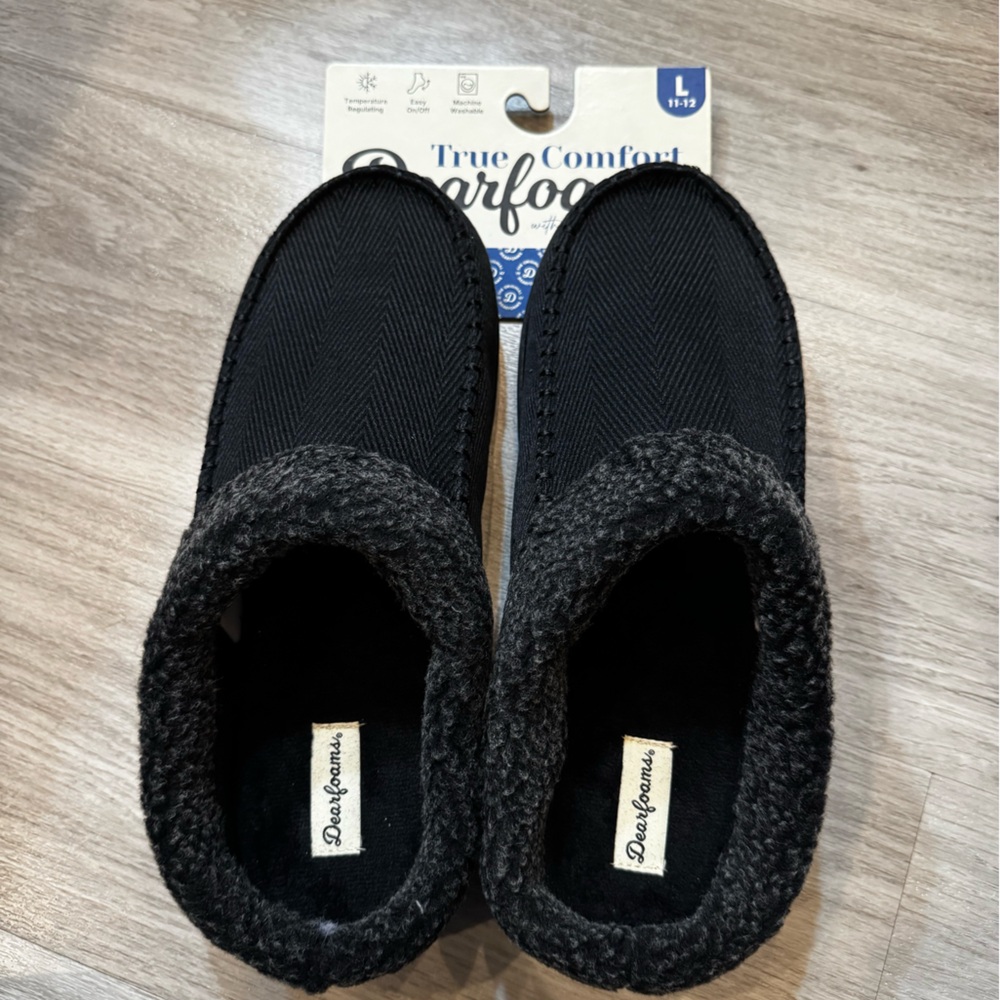 Dearfoams Black Men's Slippers